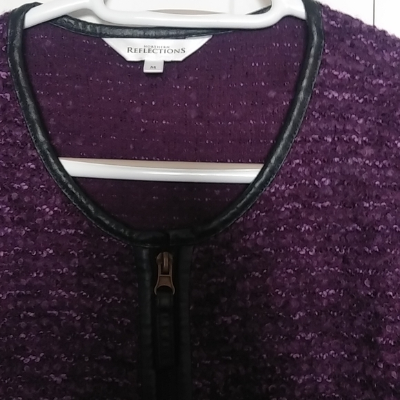 Purple Jacket with Faux Leather Trim - Picture 2 of 3